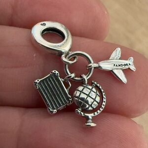 Pandora Silver Globe and Airplane Charm